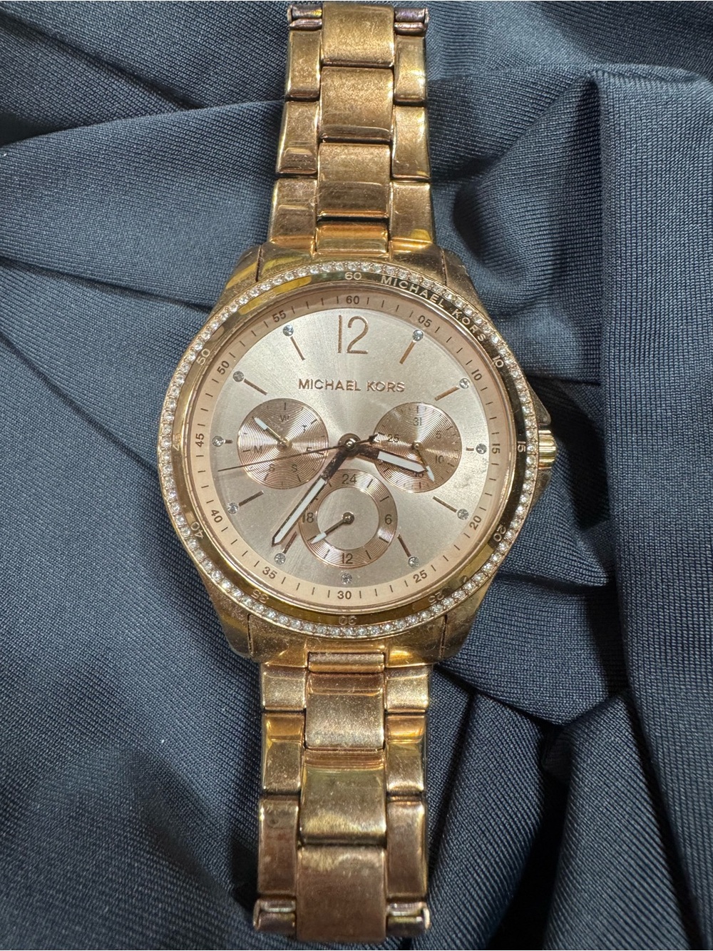 Michael Kors Rose Gold Crystal Bezel Chronograph Watch - Picture 2 of 2